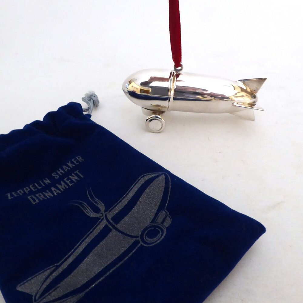 NEW 4.25” RESTORATION HARDWARE ZEPPELIN SILVER COCKTAIL SHAKER ORNAMENT